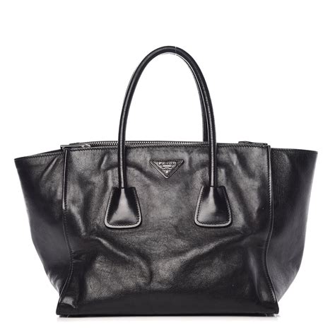 prada glace calf twin pocket tote